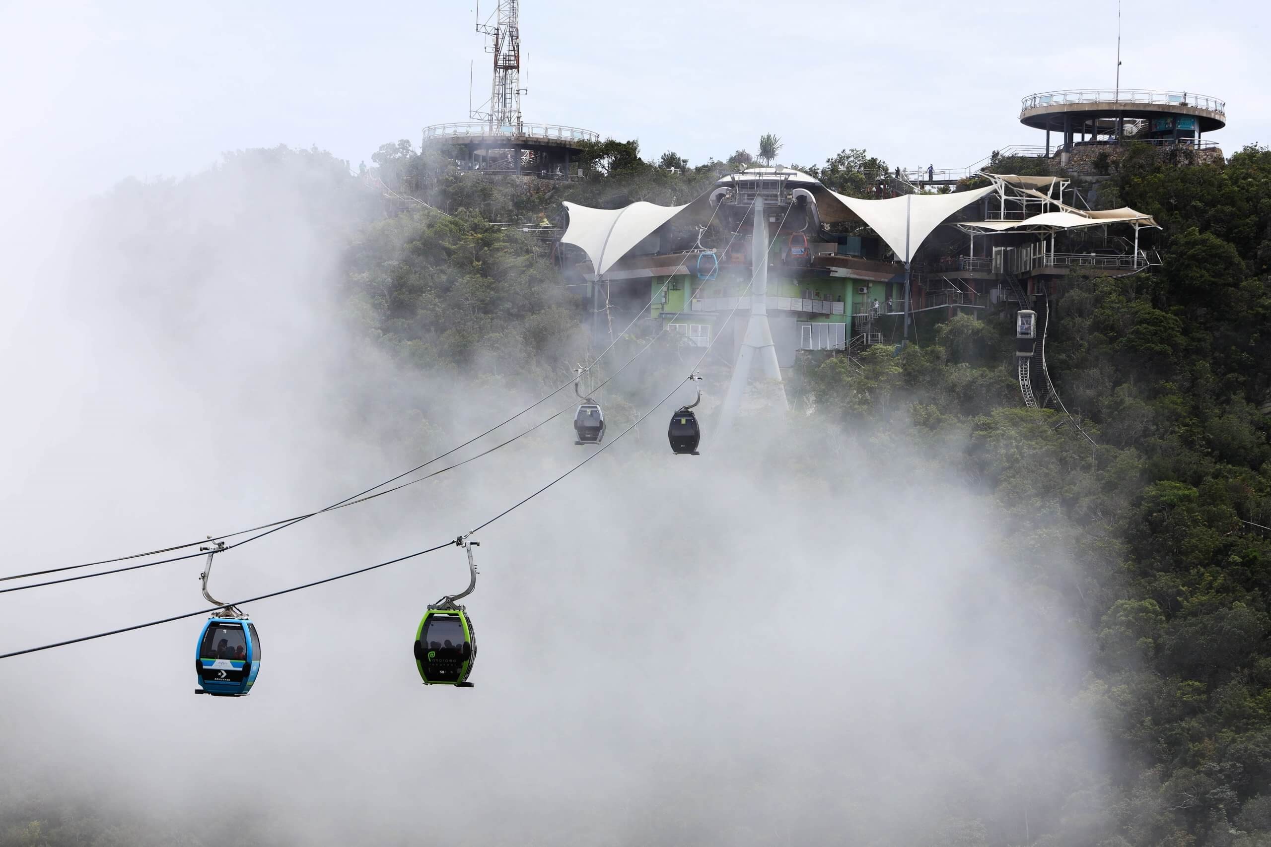 Langkawi SkyCab gondolas above the Machinchang rainforest