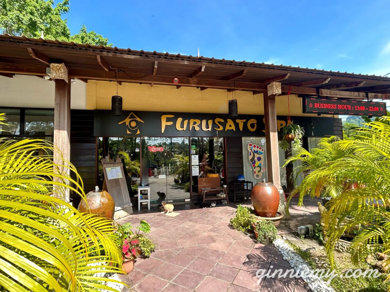 Streetfront entrance of Furusato Spa on Pantai Tengah