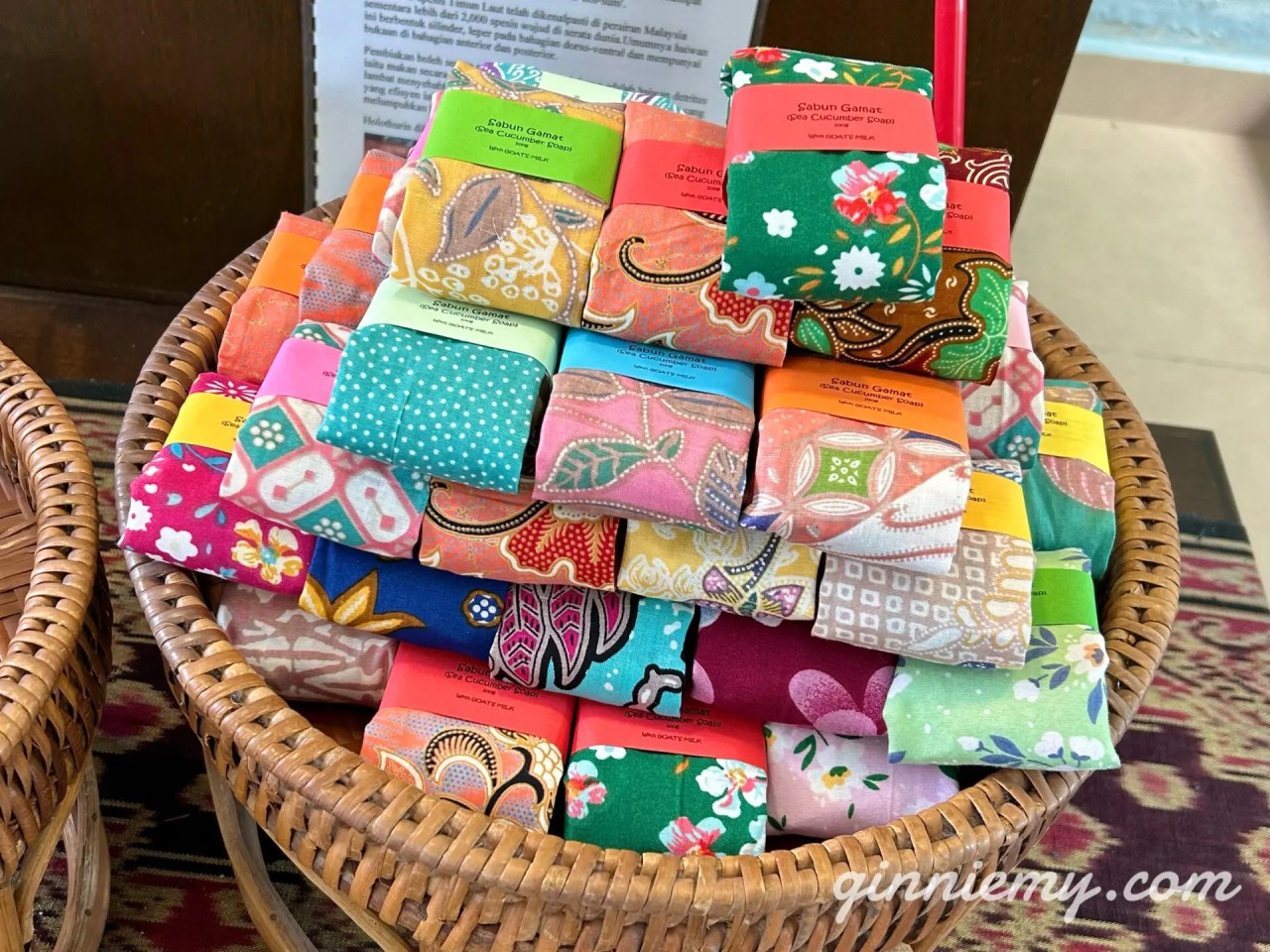 Batik-wrapped sea cucumber soap at Gaya Minami
