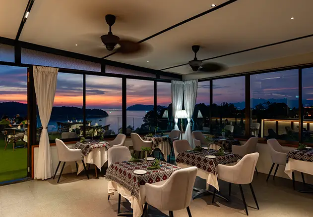 Rimba Sky rooftop dining at sunset Ambong Langkawi